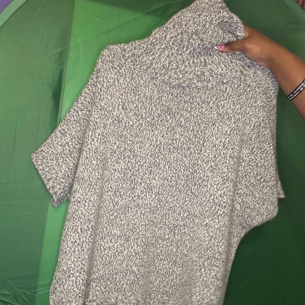 Gray Knit Turtleneck Sweater